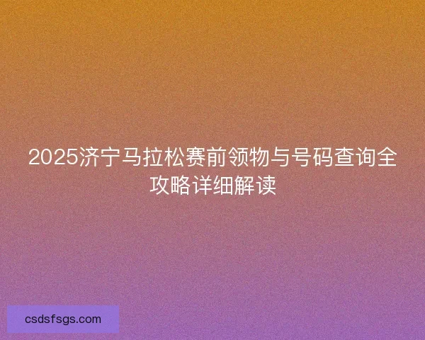 2025济宁马拉松赛前领物与号码查询全攻略详细解读